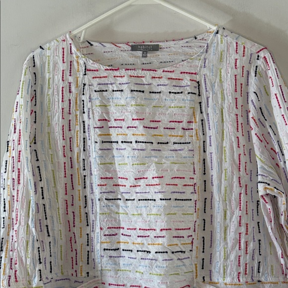 Habitat white cotton blouse with multicolored stripes Size Medium - Picture 2 of 9